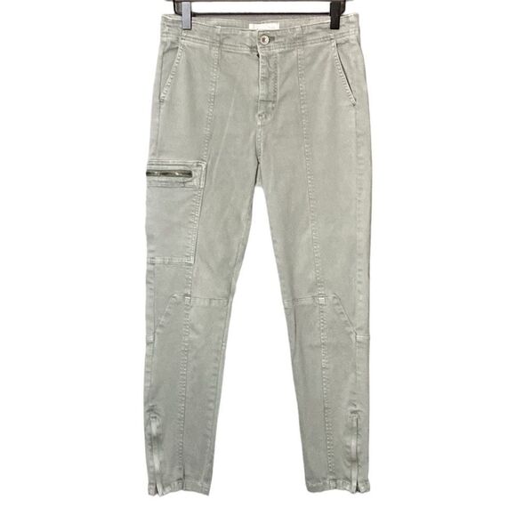 anthropologie Olive Gray Green Skinny Cargo Utility Ankle Length Denim Pants - Picture 1 of 11